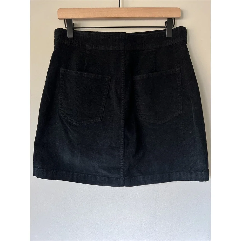 J.Crew Black Corduroy Button Down Front Skirt Size 29 Cute Career Classic Fall